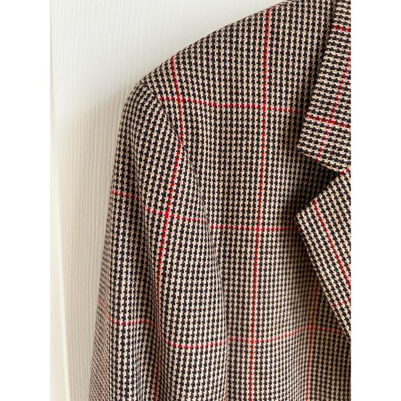 Vintage Houndstooth and Plaid Brown Men's Sport Coat Size Large | 1970's Style - Picture 3 of 10